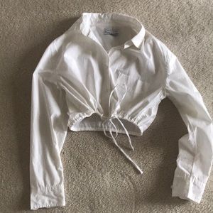 Urban outfitters white drawl string crop top